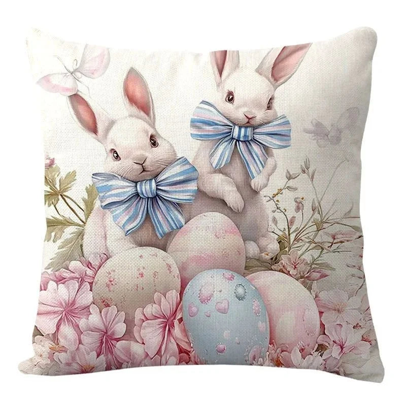 2025 Easter Rabbit Table Runner Linen Bunny Dining Table Cloth Placemat Spring Holiday Happy Easter Decoration For Home Kitchen