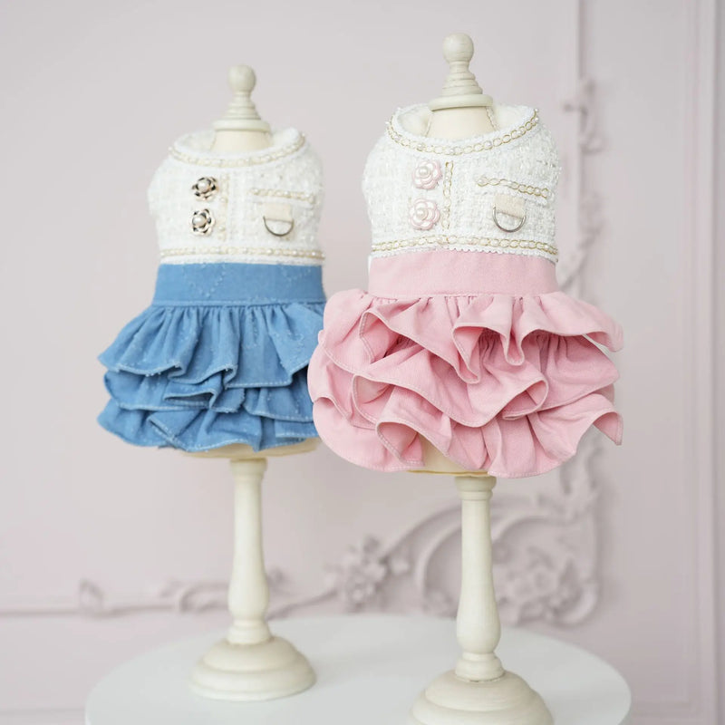 Dog Skirt Winter Woolen Denim Patchwork Woolen Skirt Cute Two Legged Clothes Tutu Dress Autumn Puppy Clothes Dogs Christmas