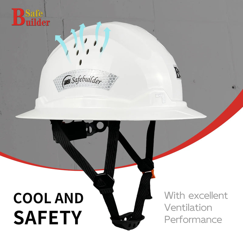 Full Brim Hard Hat Breathable Safety Helmet Vented ANSI Z89.1 Approved Lightweight Hard Hats Construction & Industrial