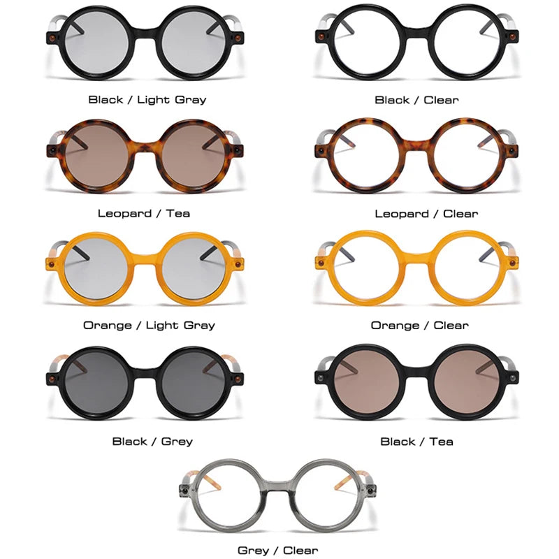 SO&EI Ins Popular Fashion Round Sunglasses Women Retro Double Color Clear Lens Eyewear Men Trending Shades UV400 Sun Glasses