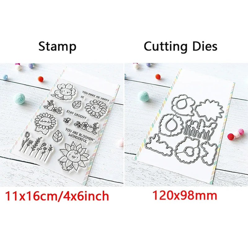 Birthday Cake Cute Frog Fox Animals Cutting Dies and Clear Stamps Bottle Thank You Words Dies For DIY Scrarpbooking Paper Craft