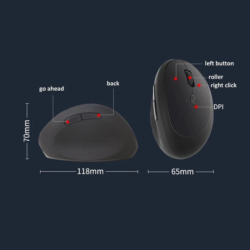 HKXA 2.4G Wireless Vertical Mouse Ergonomic USB Mouse 1600DPI Office Mice Pink 6D Mini Silent Gamer Mause for Computer Laptop PC