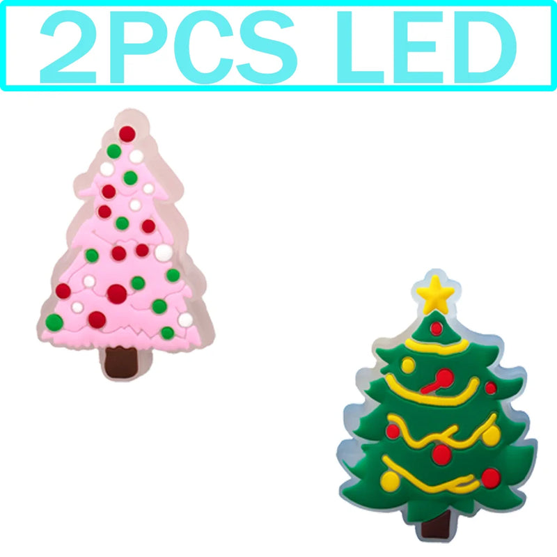 1-5PCS New Christmas LED Shoe Charms,Cute Santa Claus Cat & Dog Pin Accessories for Sandals,Shoe Clogs Buckle Christmas Gifts