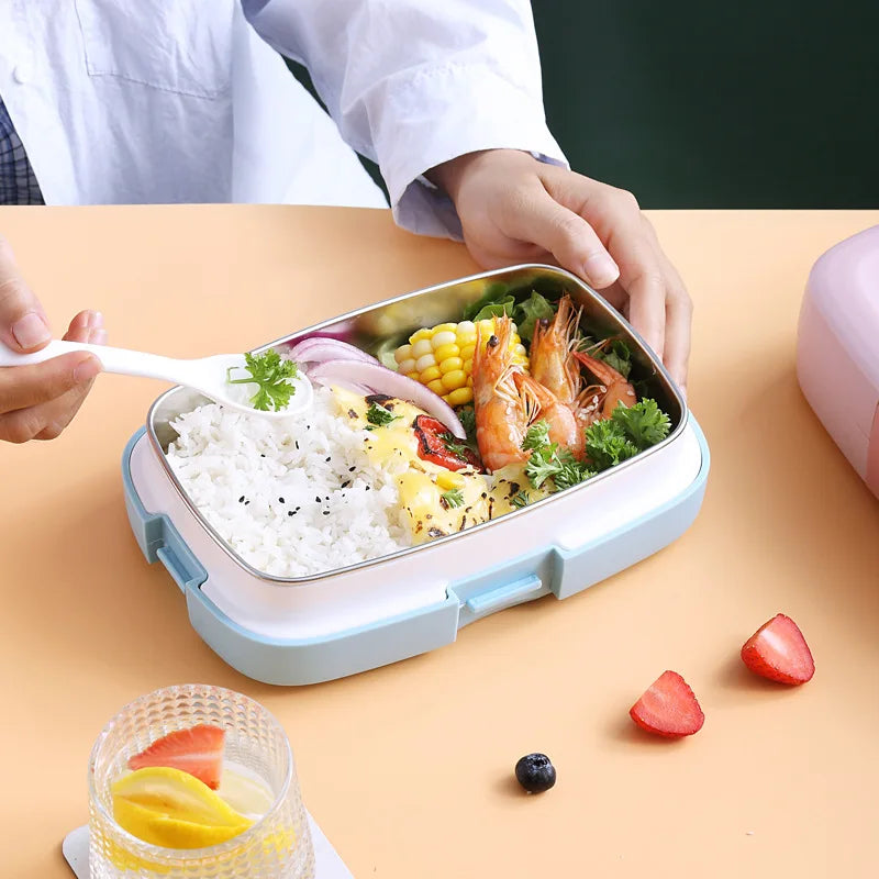 Plastic Thermal Lunch Box for Kids Worker Compartment Insulated Food Storage Container with Lid Kitchen Accessories