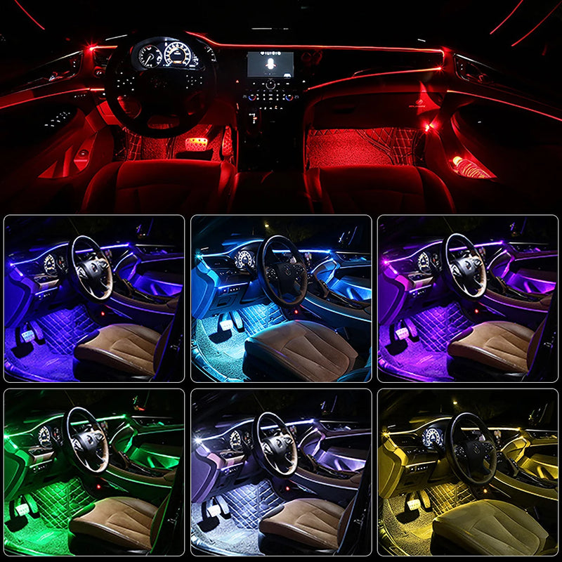 14 in 1 RGB Car Interior Ambient Light With 8M Neon Led Strip Lights App Control Decorative Light Atmosphere Dashboard Lamps 12V