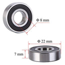 20Pcs 608-RS 608RS Ball Bearing Double Rubber Sealed Shielded 8mm x 22mm 7mm Miniature Deep Groove 608 2RS Bearings