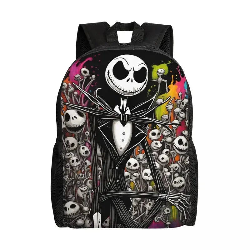 Custom Nightmare Before Christmas Backpacks for Men Women School College Student Bookbag Skellington Halloween Skull Bags