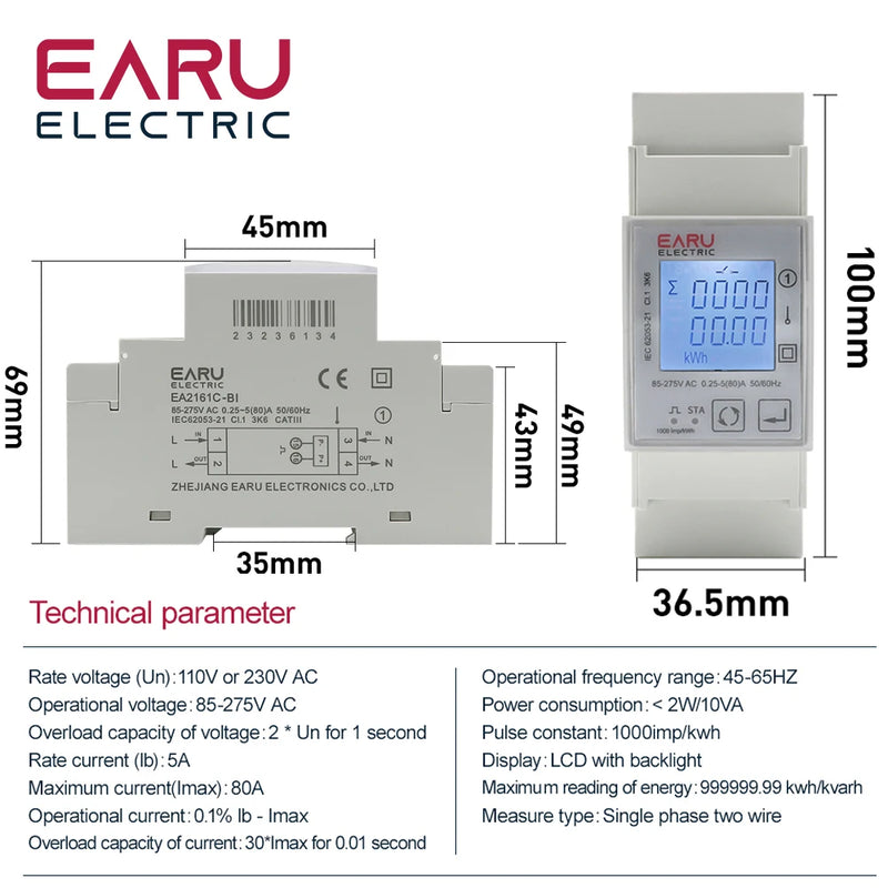 Tuya Wifi Zigbee 110V 220V 80A Smart Single Phase Two-way Bidirectional Energy Meter Timer Power Consumption Monitor KWh Meter