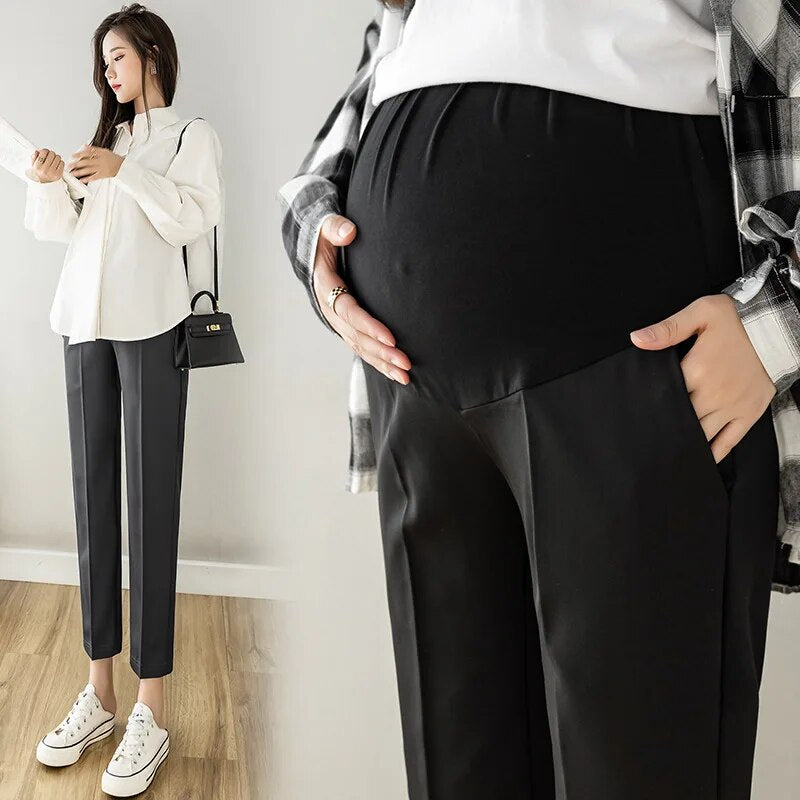 Fdfklak Maternity Pants Thin Spring Summer New Elastic Waist Trousers Clothes For Pregnant Women Belly Pregnancy Clothing