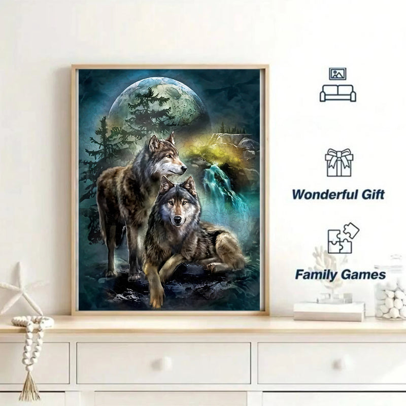 Wolf Jigsaw Puzzle Animals Wooden 3d Puzzles for Kids Toys Montessori Games Children Educational Toys Building Blocks Diy Hobby