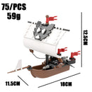 City Creativity Medieval Sailboats Drifting Raft Pirate Gunboat Desktop Ornaments Assemble Building Blocks Bricks Toys Gift