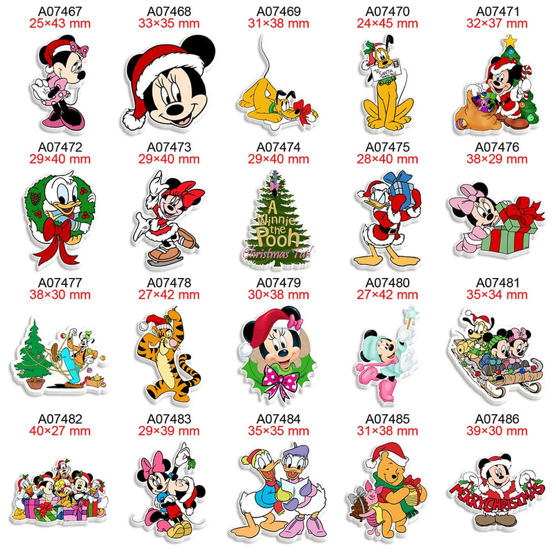 Disney Christmas Decoration Winnie Pooh Mickey Mouse Planar Resin Flatback Printed for DIY Bows Party Craft Supplies Handmade