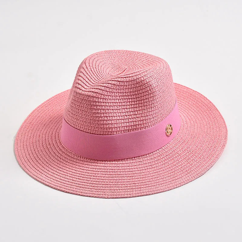 New Summer Straw Hat for Women Panama Soft Shaped Beach Sun Hat Outdoor UV Protection Travel Hat Sombreros De Mujer