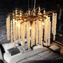 23.6inch Modern Golden Chandelier with Cascading Crystal String, Perfect for Living Room, Dining Room and Foyer, High-End Decorative Lamps (Bulb Not Included)