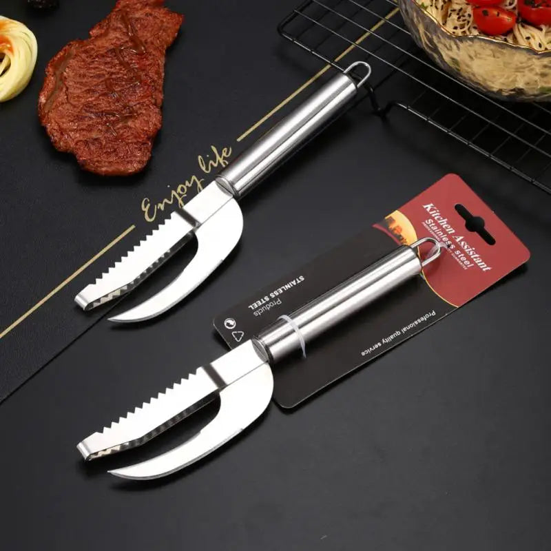 Stainless Steel 3 In 1 Fish Scale Knife Cut/Scrape/Dig Maw Knife Scale Scraper Sawtooth Peelers Scraping Boning Filleting