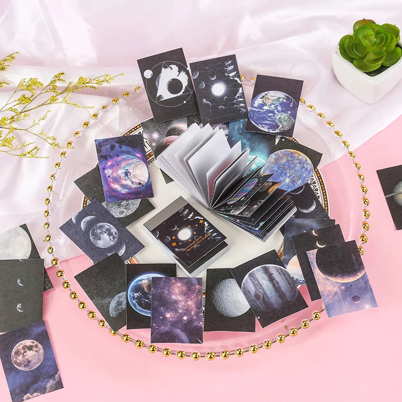 JIANQI 50pcs Cosmic Starry Sky Mini Stickers Book DIY Scrapbooking Junk Journal Collage Photo Album Creative office Stationery