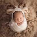 Newborn Wool Felt Fox Flower Bonnet Newborn Photography Props Baby Animal Floral Garden Hat Photo Shoot