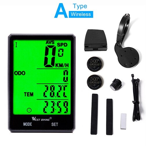 WEST BIKING Bike Computer Multifunction LED Digital Rate MTB Bicycle Speedometer Wireless Cycling Odometer Computer Stopwatch