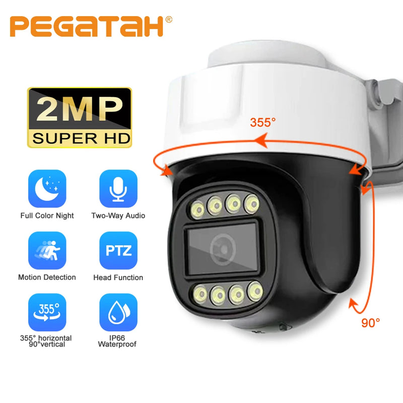 PEGATAH CCTV AHD 2MP PTZ Camera Full Color Night Vision UTC Coaxial BNC Audio Coax PTZ Control TVI CVI 4in1 Analog Security Cam