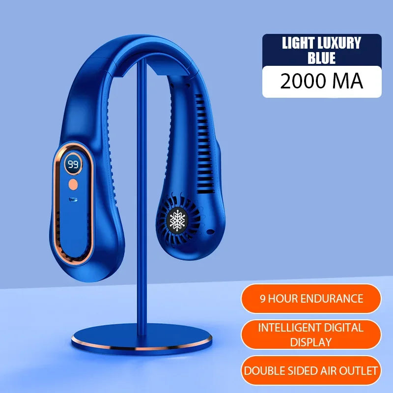 Hanging Neck Fan Digital Display Power Ventilador Bladeless Neckband Fan Portable Mini Air Cooler USB Rechargeable Electric Fans