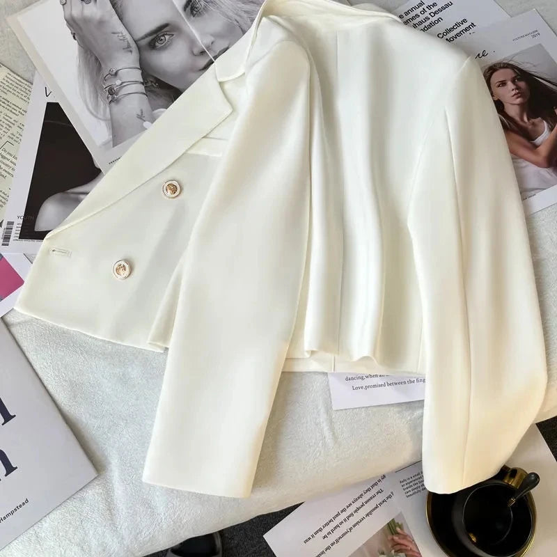 Lucyever 2023 Spring Fashion Women's Blazer Korean Style Office Cropped Blazers Women All-Match Street Long Sleeve Suit Jacket