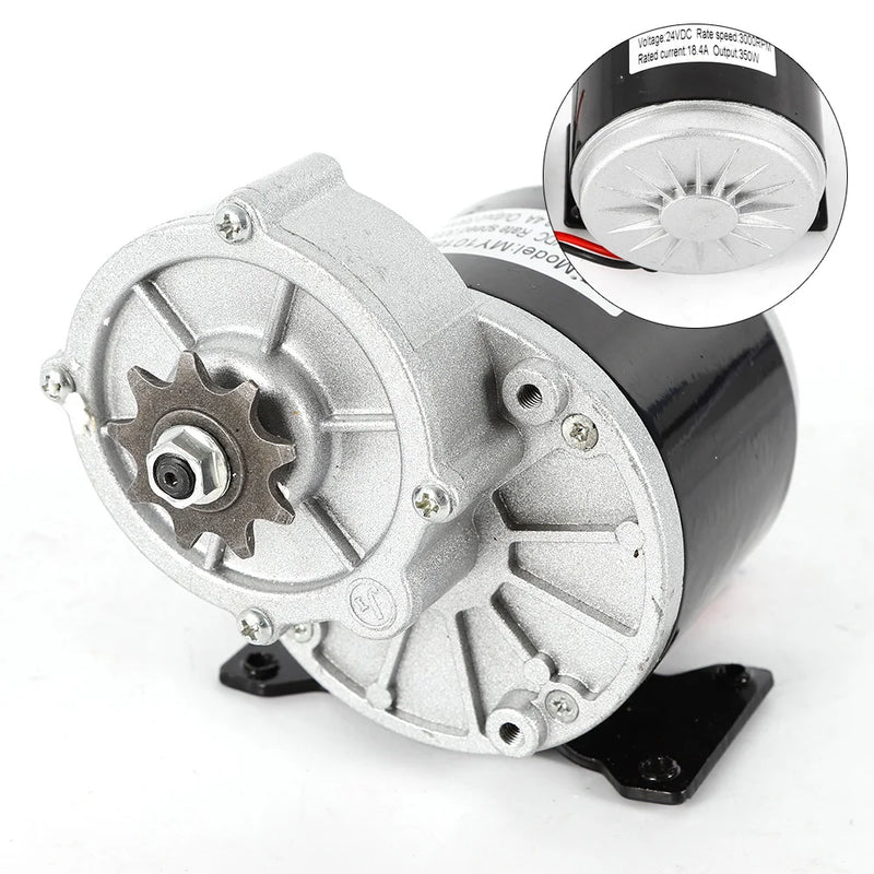 24V 350W Gear Reduction Electric Motor with 9 Tooth Sprocket 300 RPM DIY Electric Reduction Motor for e-Bike Scooter