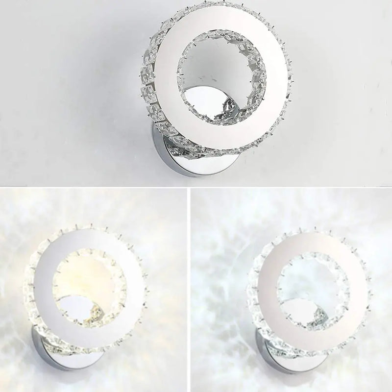 Crystal Wall Lamps, 6000K LED Wall Lamp K9 Crystal 16W LED Wall Sconce for Living Room, Bedroom, Cool White Light