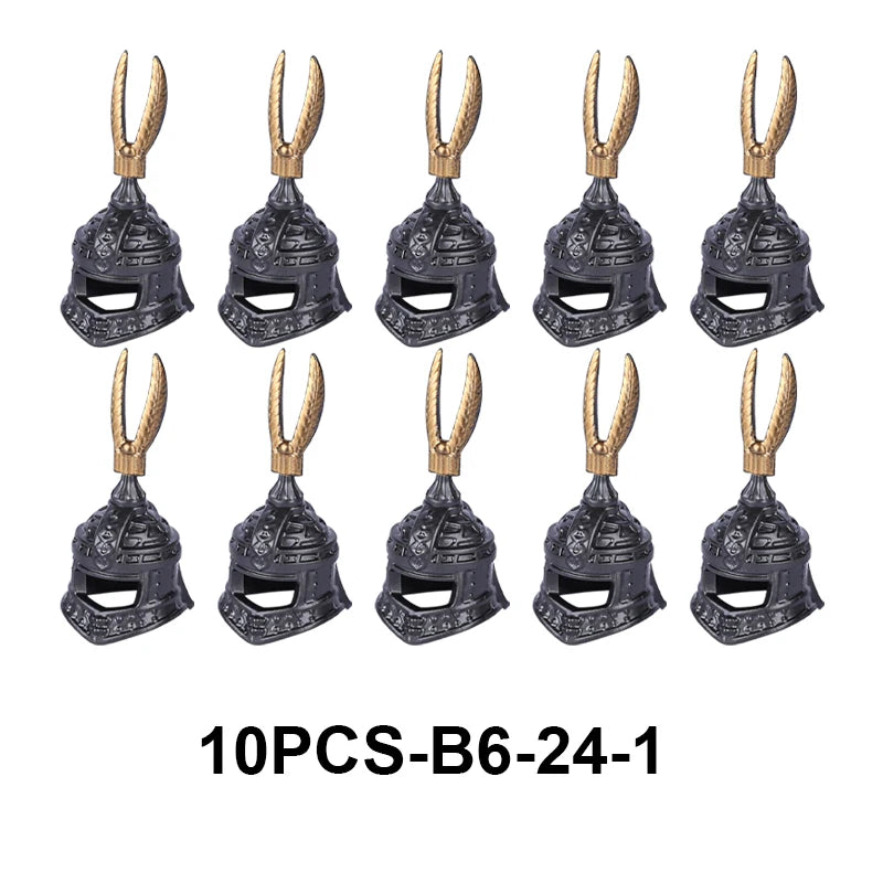 MOC Medieval Accessories Series Building Blocks Military Army Soldier Armour Shield Helmet Sword Crown Weapon Knight Bricks Toys