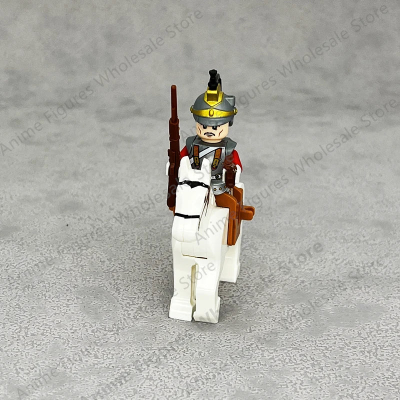 Medieval Napoleonic War French Dragoon British Soldiers Pirates Figures Army Scottish Fuisiler Building Blocks Weapons Brick Toy