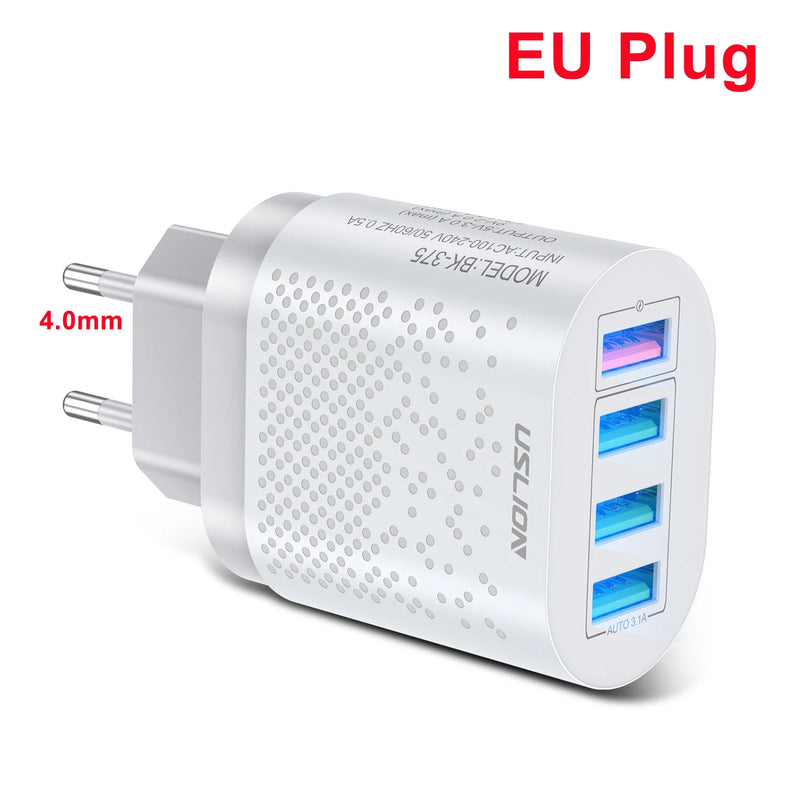 USLION 48W USB Charger EU KR AU Plugs USB Fast Charging QC3.0 Wall Charger For iPhone Samsung Xiaomi Mobile Phone Adapter Travel