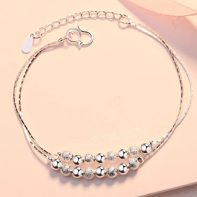 hot sale 925 Sterling Silver fine lovely beads chain bracelets for women fashion lady cute jewelry wedding party Christmas gifts