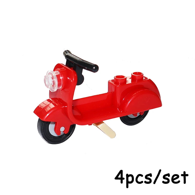 MOC Bricks Chrome Bike Bicycle Scooter Model Building Block Little Sheep Motorcycle City Traffic Bicycle Motor Vehicle Car