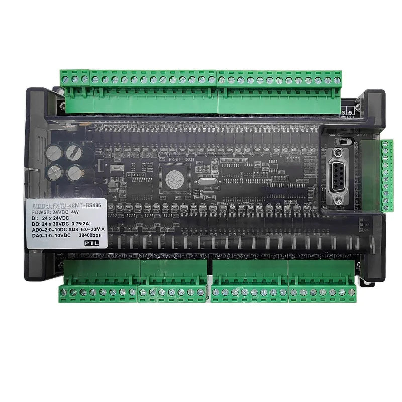 FX3U 48MR 48MT 24Input 24Output With RS232 RS485 38400bps Relay Transistor PLC Programmable Logic Controller 6AD 2DA