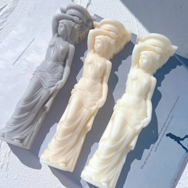 Caryatid Statue Candle Mold Greek Roman Goddess Bust Silicone Molds Greek Art Woman Sculpture Wax Tool