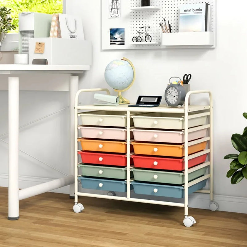 12 Drawers Rolling Storage Cart for Home and Office