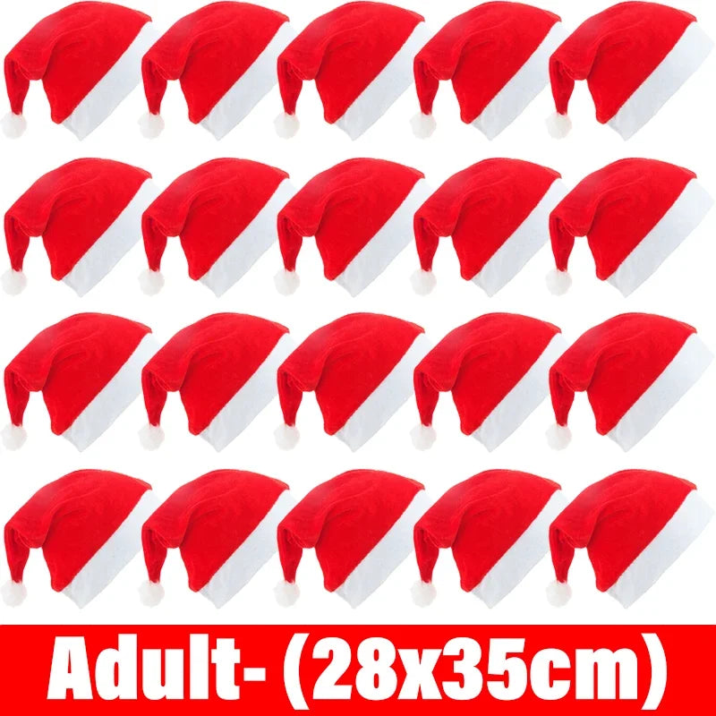 20/1pcs Non-woven Christmas Hats for Adults Kids Thickened Santa Claus Xmas Hats Merry Christmas New Year Party Decoration Gifts