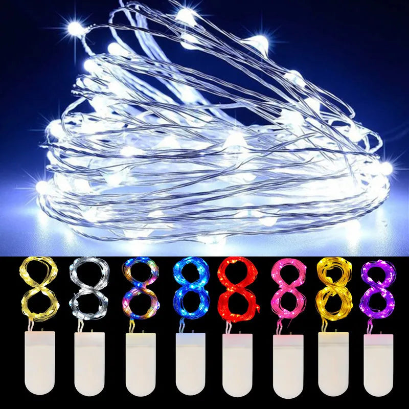 5PCS Mini Christmas Light Copper Wire String Light 1~5M Waterproof CR2032 Battery for Wedding Xmas Garland Party LED Fairy Light