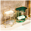 Lightweight luxury double layered soap holder for bathroom, self draining soap tray with metal bracket bathroom accessories