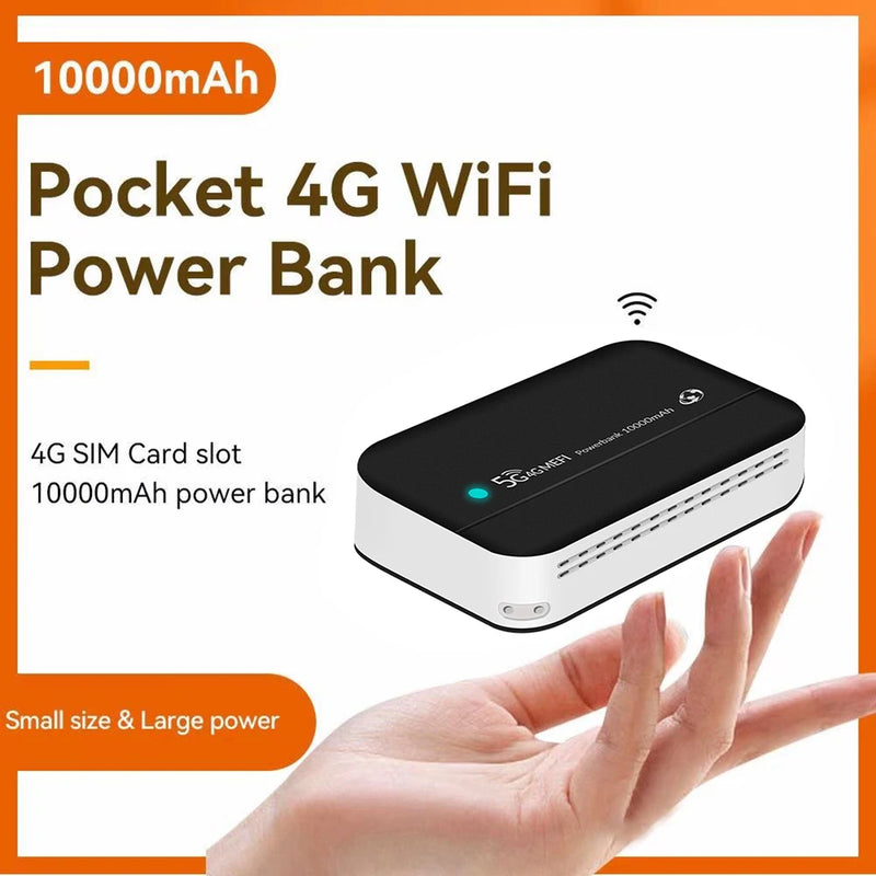 4G LTE Portable Power Bank WiFi 10000mAh Wireless Router Charger PW100 Mobile Power Bank Pocket WiFi for Business Office Network