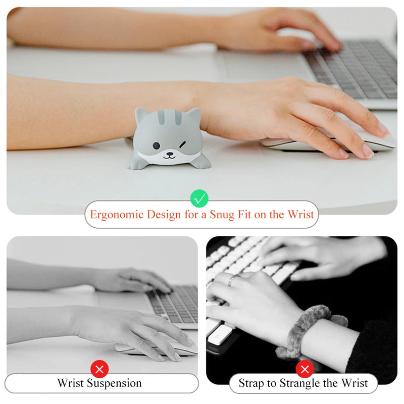 Wrist Rest Support for Mouse Keyboard Computer Elbow Pad Arm Rest for Desk Ergonomic Kawaii Cartoon Office Supplies White-collar