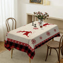 Red black plaid elk table cloth Sleigh snowman table cloth Christmas party table cloth end table tablecloth New Year decorations