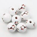 10pcs 16mm Round Christmas Wooden Beads Cartoon Wood Spacer Beads For Jewelry Making Diy Christmas Party Decor Handicrafts