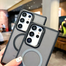 Matte Transparent Magnet Magsafe Phone Case For Samsung Galaxy S24 Ultra S23 Plus S22 Wireless Charging Hard Shockroof S24 Cover