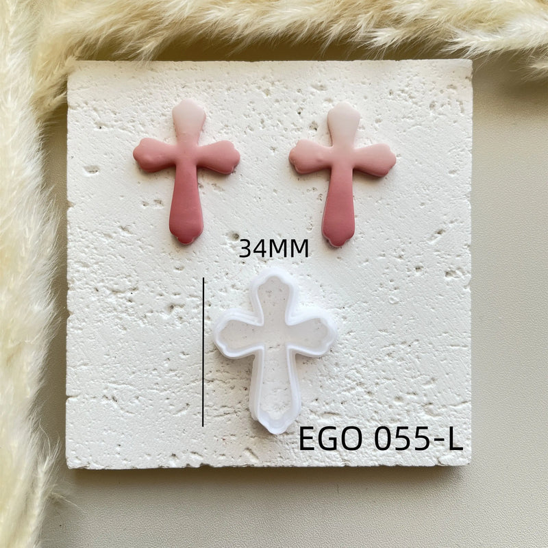 Shapes Small Easter Theme Polymer Clay  Cutter for Making Earrings, Easter Egg Rabbit Shape crucifix Soft pottery jewelry making