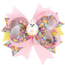 ncmama 4.5" Easter Day Hair Clips for Girls Kids Handmade Swallowtail Stack Rabbit Hair Bows Hairpins Fashion Hair Accessories
