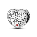 Silver Plated Boy Girl Couple Lovers Beads Charms Zirconium Dangle Fit Original Pandora Bracelet Necklace Jewelry Women Gift
