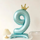 42INCH Blue Crown Number Stand Foil Balloon Large 0-9 Digital Birthday Balloons Wedding Party Gathering Decor Supplies Kids Gift