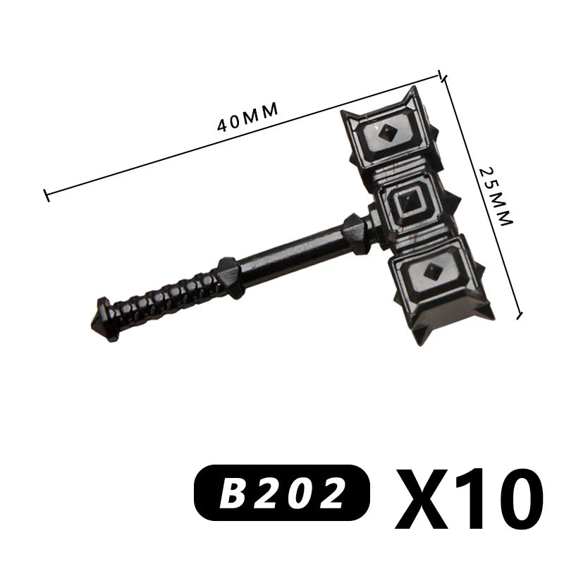 Medieval MOC Weapon Figure Accessories Building Blocks Soldiers Sword Shield Bow Arrow Trident Hammer Axe Spear Brick Kid Toy