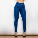 Shascullfites Melody High Waist Zipper Fly Jeans Jeggings Butt Lift Jeans High Waist Stretch Jeans Blue Denim Jeans