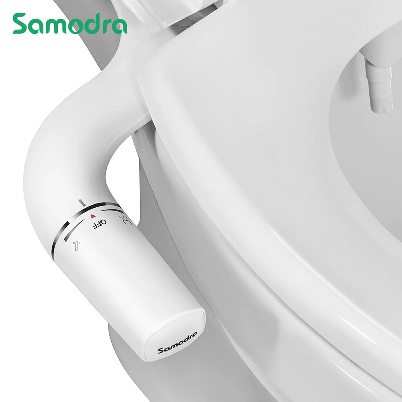 SAMODRA Bidet Attachment Ultra-Slim Toilet Seat Attachment Dual Nozzle Bidet Adjustable Water Pressure Non-Electric Ass Sprayer